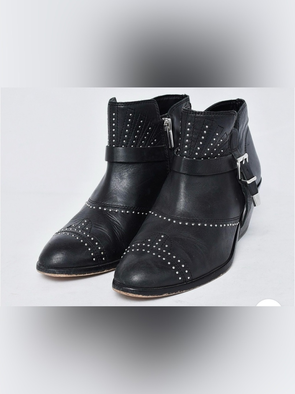 Vince Camuto Black Studded Leather Ankle Booties